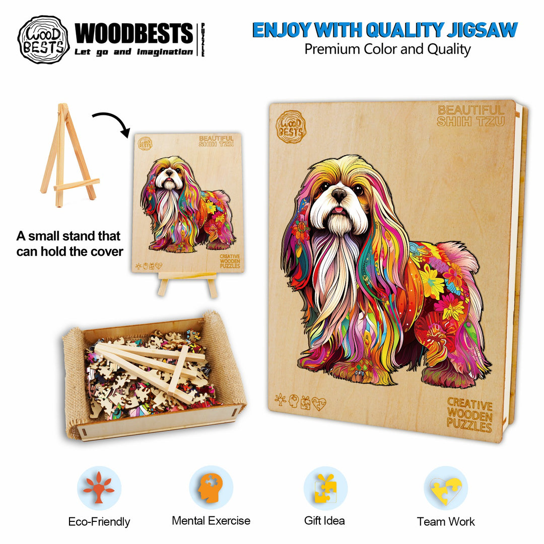 Beautiful Shih Tzu Wooden Jigsaw Puzzle-Woodbests
