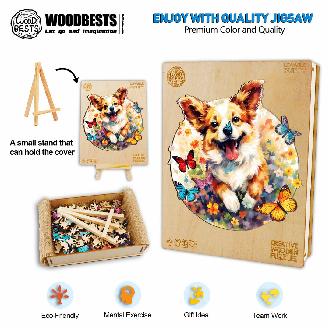 Lovable Puppy Wooden Jigsaw Puzzle-Woodbests