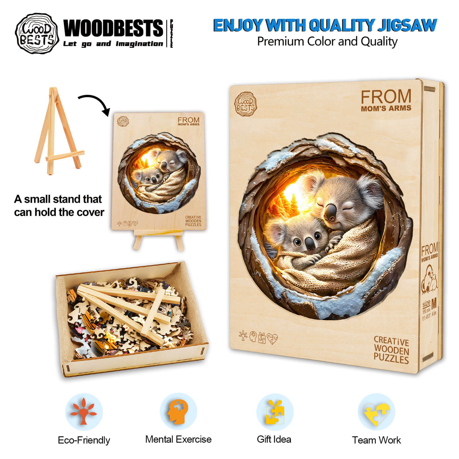 3D From Mom's Arms wooden jigsaw puzzle, eco-friendly, mental exercise, creative gift idea, quality design for teamwork