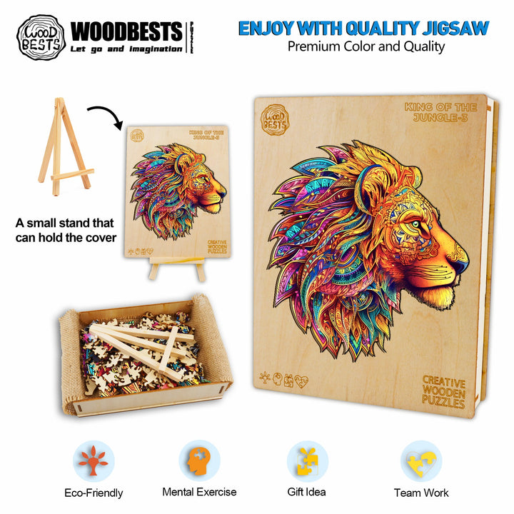 The Jungle King-3 Wooden Jigsaw Puzzle-Woodbests