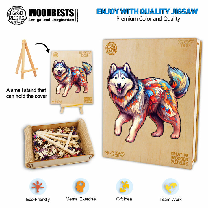 Husky Dog Wooden Jigsaw Puzzle-Woodbests