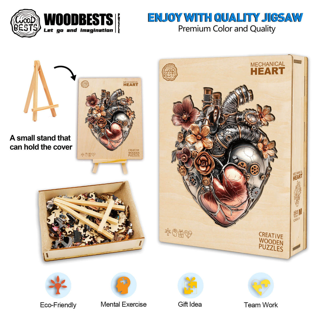 3D Mechanical Heart Wooden Jigsaw Puzzle