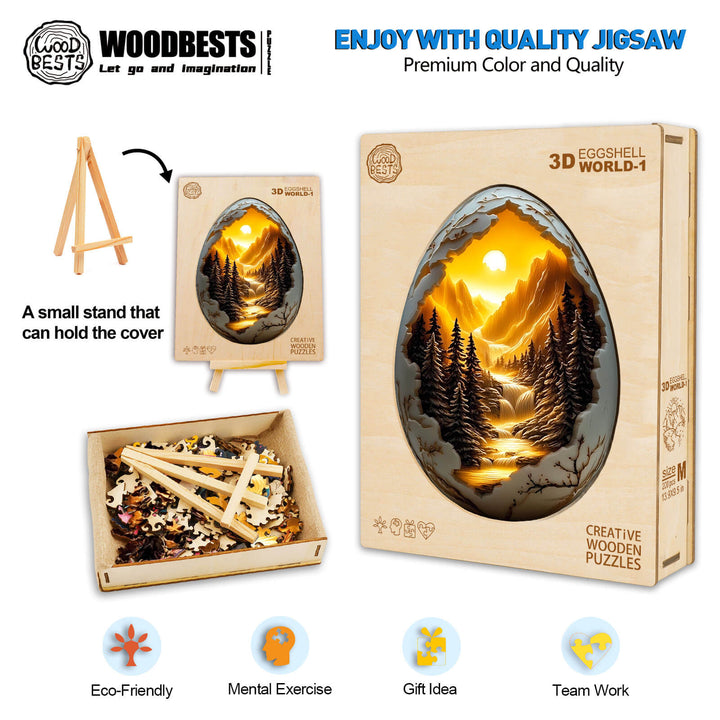 3D Eggshell World-1 Wooden Jigsaw Puzzle