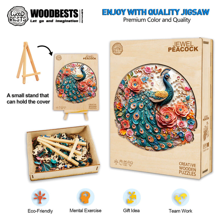 Jewel Peacock Wooden Jigsaw Puzzle