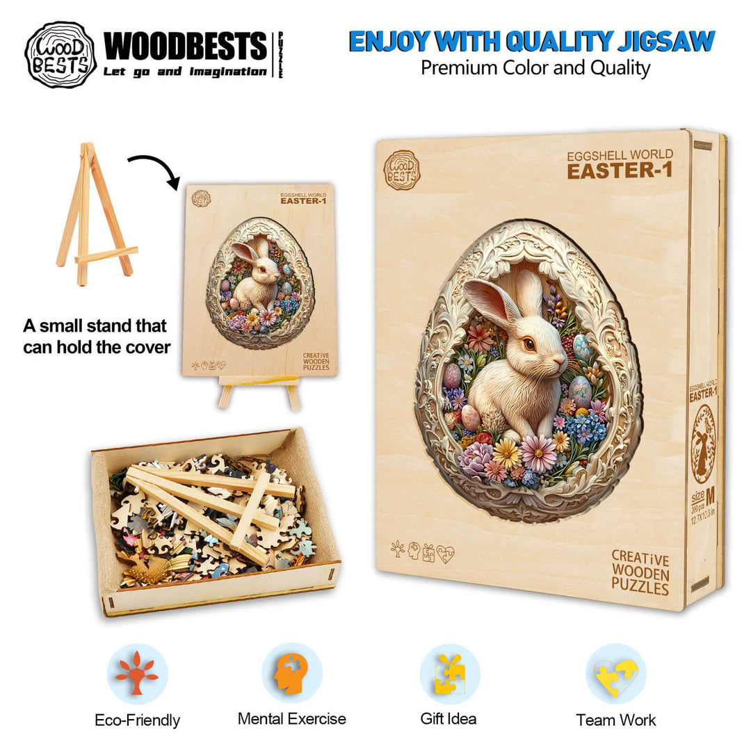 Eggshell world Easter-1 Wooden Jigsaw Puzzle