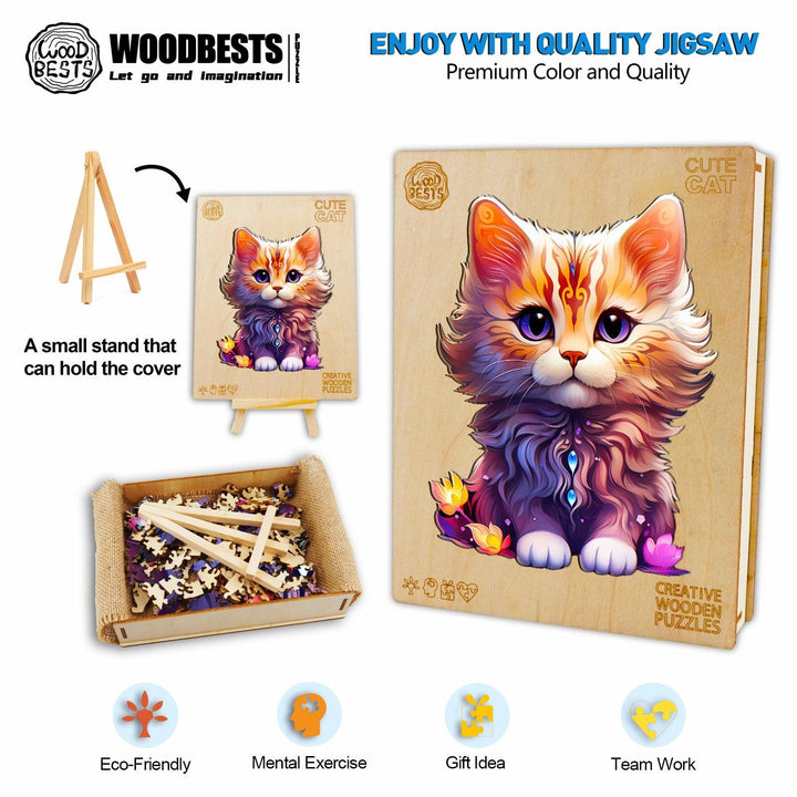 Cute Cat Wooden Jigsaw Puzzle