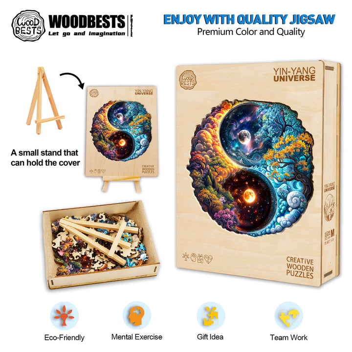 Yin-yang universe Wooden Jigsaw Puzzle