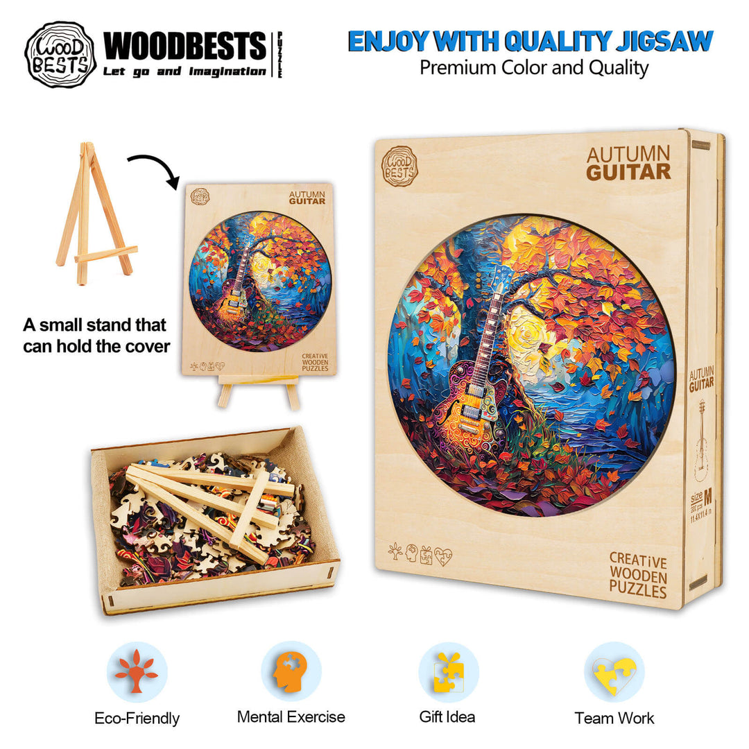 Autumn Guitar Wooden Jigsaw Puzzle - Woodbests