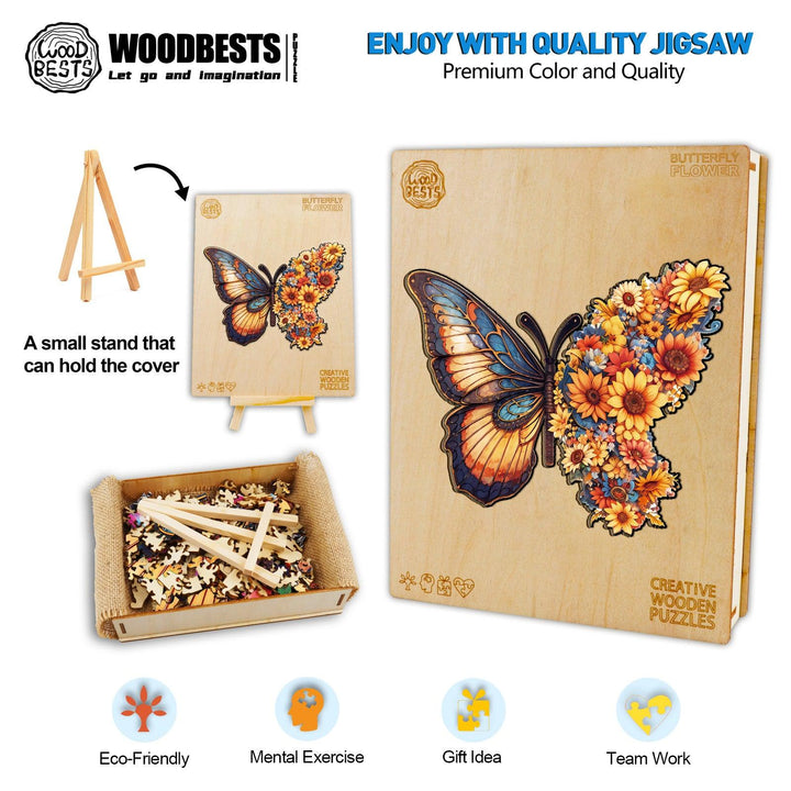 Butterfly Flower Wooden Jigsaw Puzzle-Woodbests