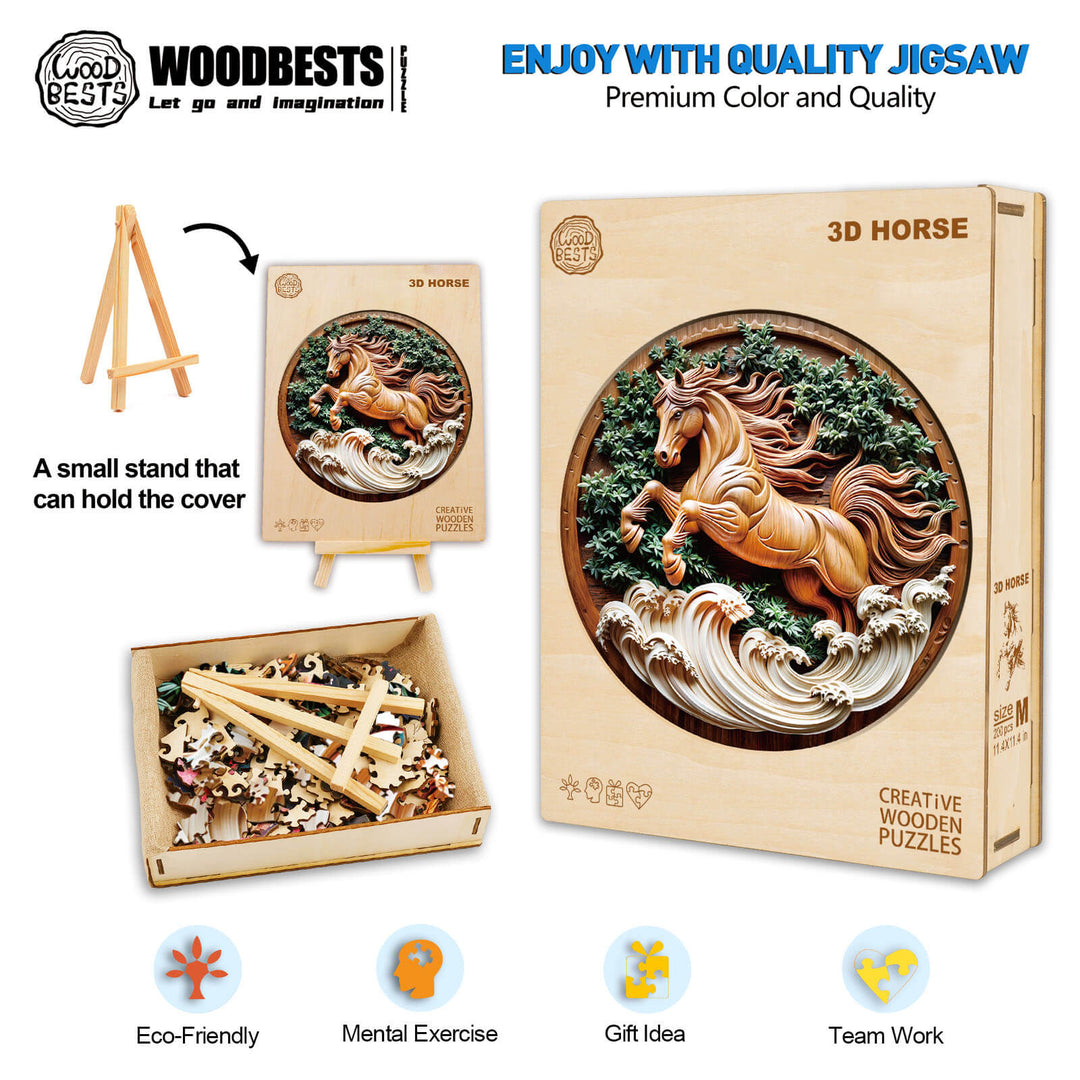 3D Horse-2 Wooden Jigsaw Puzzle