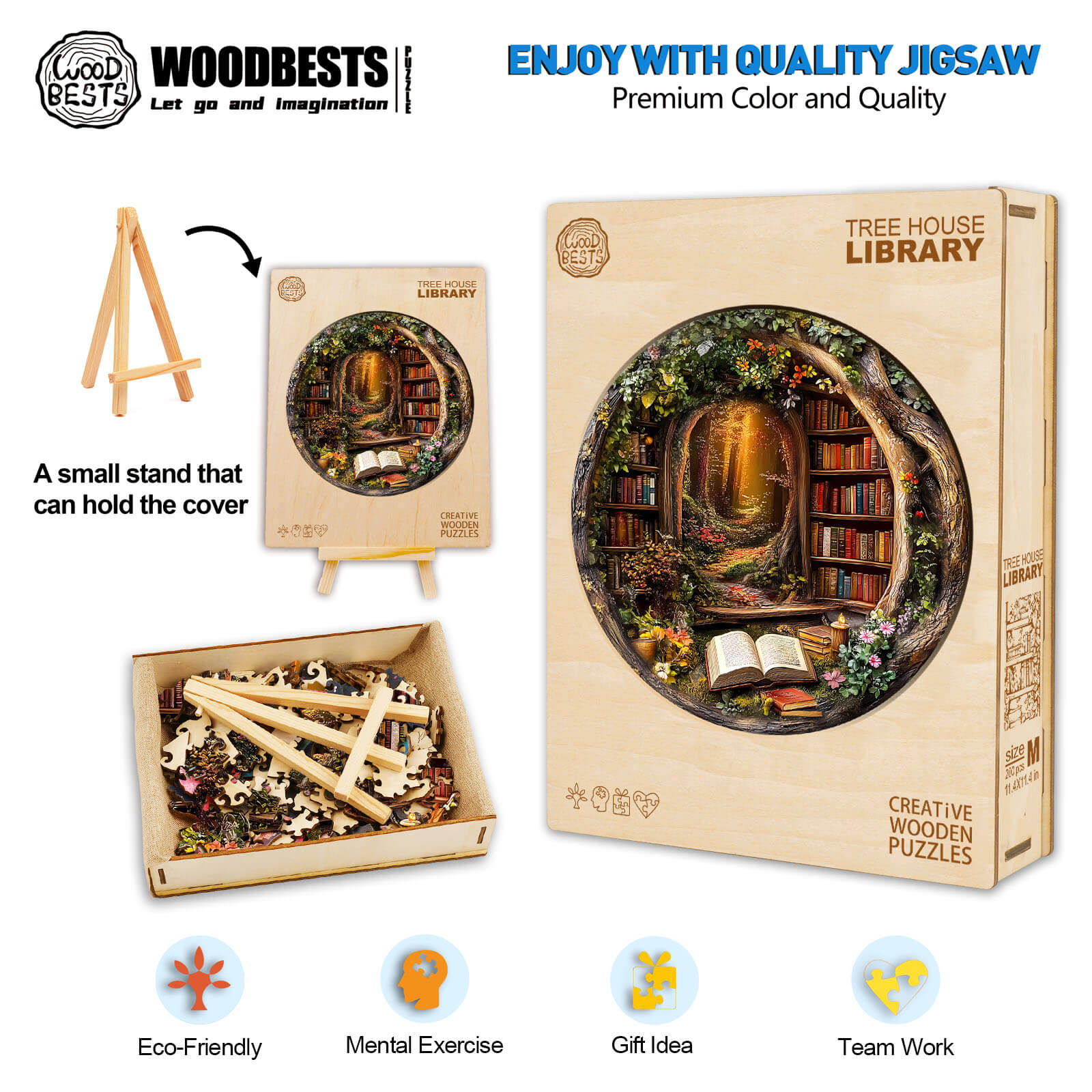 Tree House Library Wooden Jigsaw Puzzle