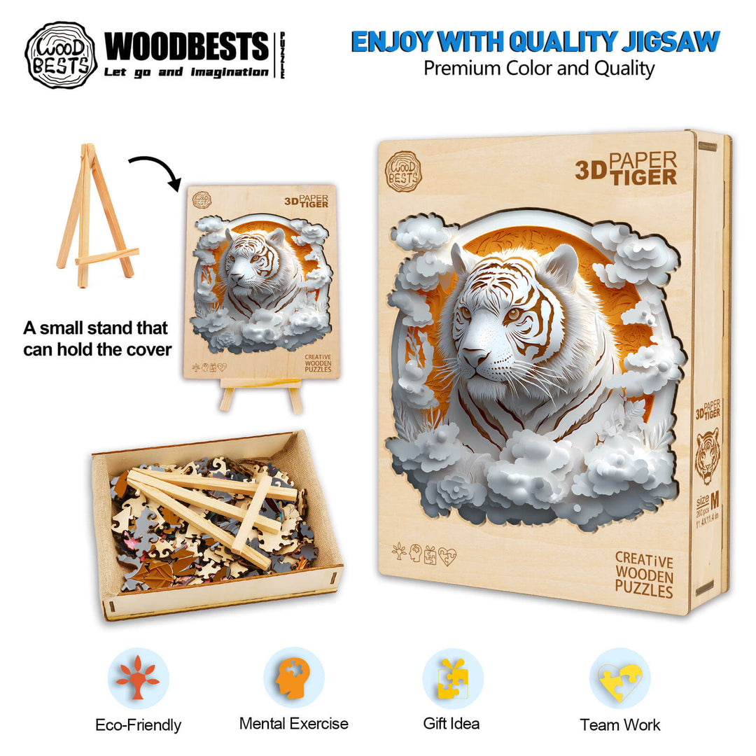 3D Paper Tiger Wooden Jigsaw Puzzle