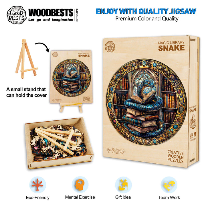 Magic Library Snake Wooden Jigsaw Puzzle