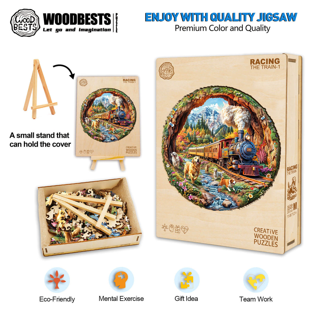 3D Racing the Train-1 Wooden Jigsaw Puzzle - Woodbests