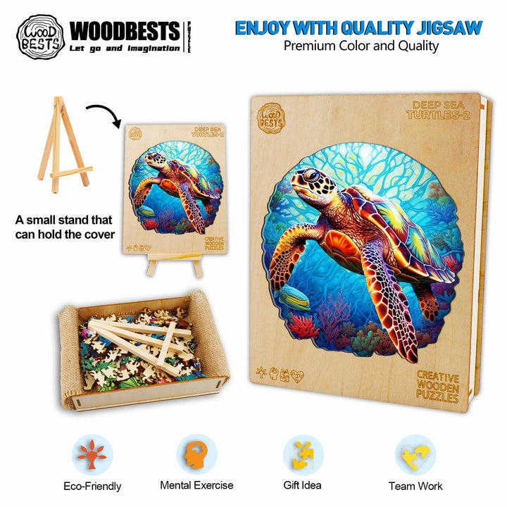Deep Sea Turtles -2 Wooden Jigsaw Puzzle