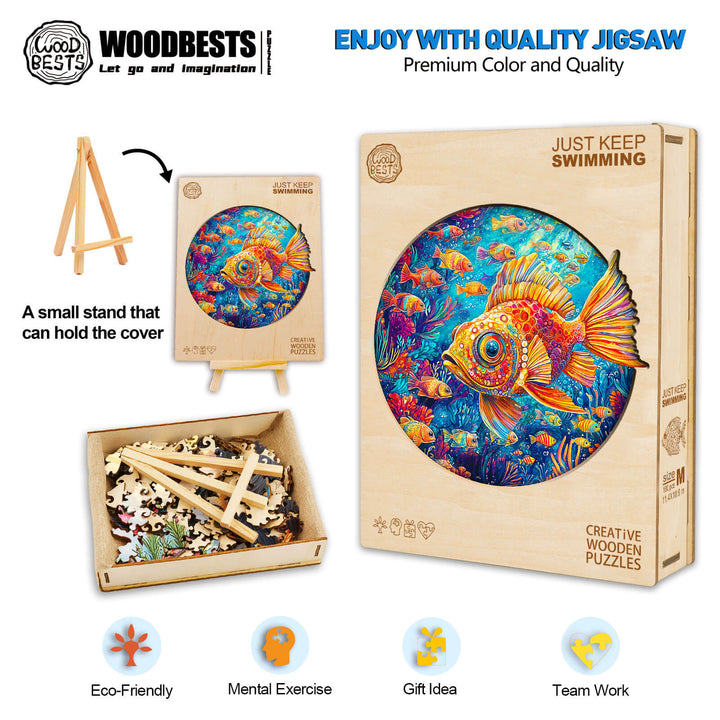 Just Keep Swimming  Wooden Jigsaw Puzzle