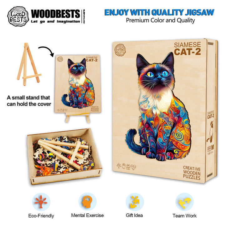 Siamese Cat-2 Wooden Jigsaw Puzzle