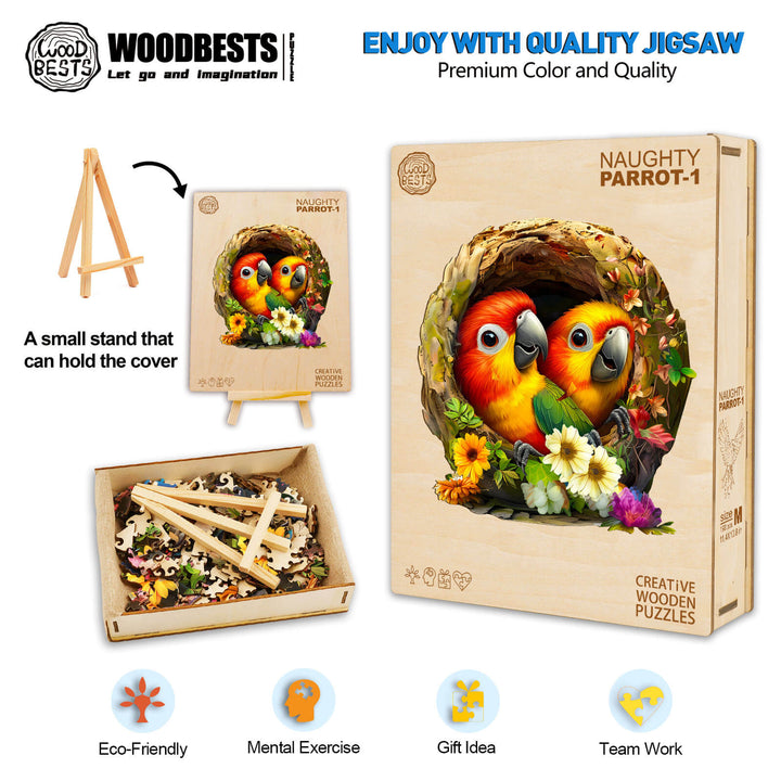 Naughty Parrot-1 Wooden Jigsaw Puzzle