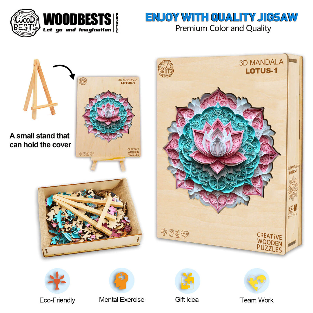 3D Mandala Lotus-1 Wooden Jigsaw Puzzle