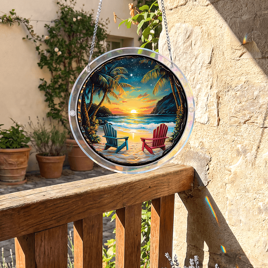 Acrylic Jigsaw Puzzle Suncatcher - Tropical Sunset