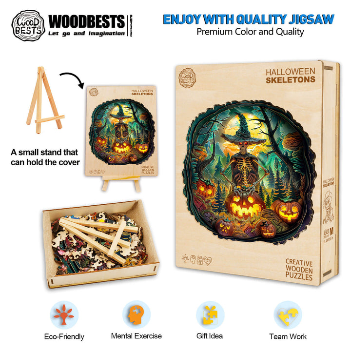 Halloween Skeletons Wooden Jigsaw Puzzle - Woodbests