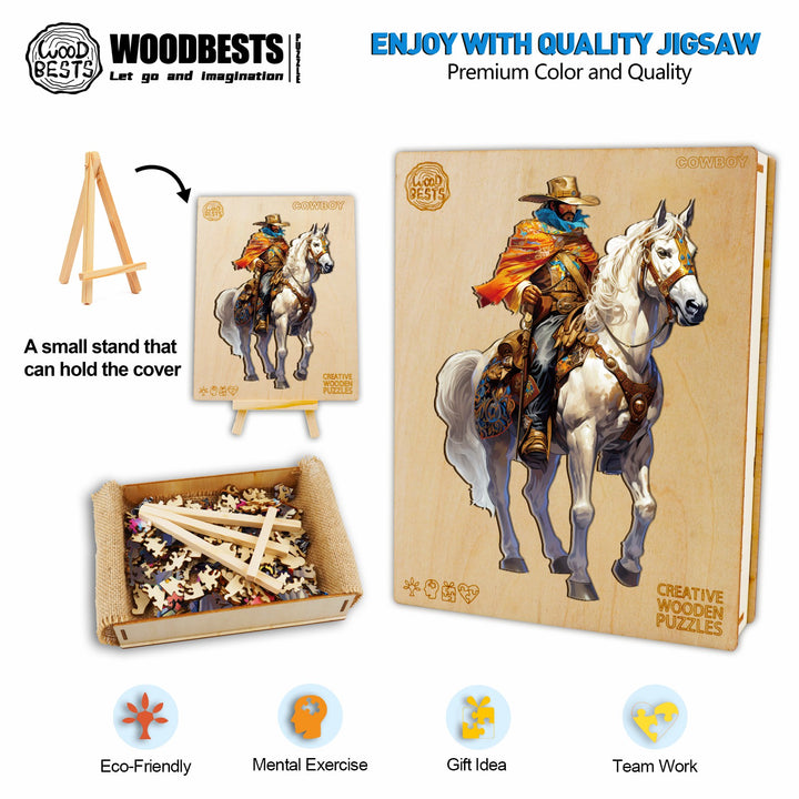 Cowboy Wooden Jigsaw Puzzle-Woodbests