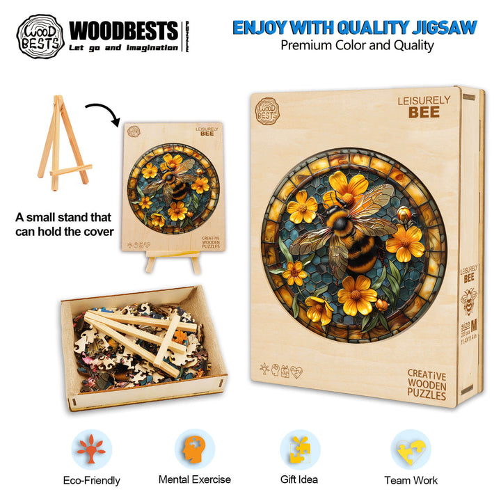 Leisurely Bee Wooden Jigsaw Puzzle