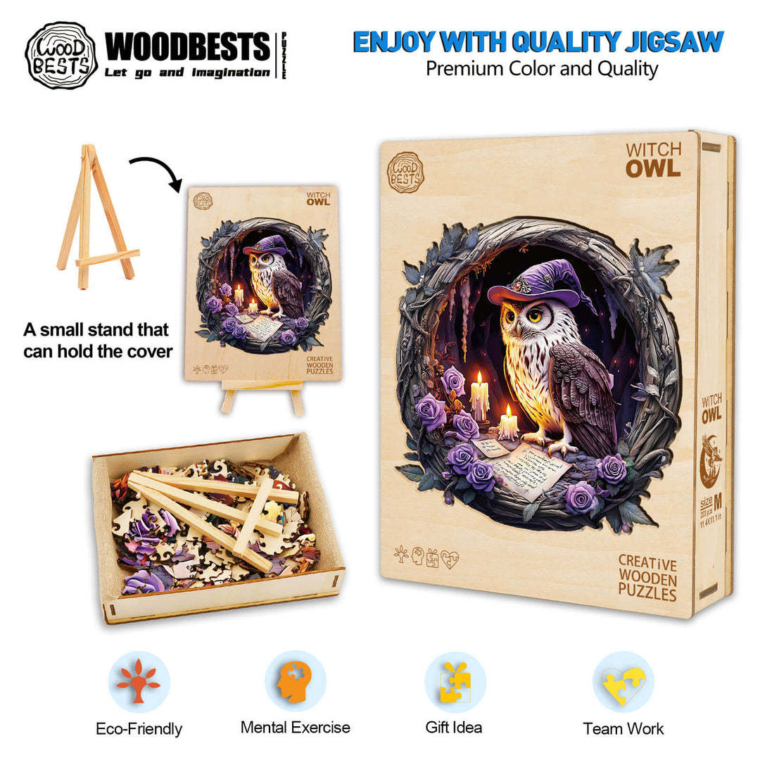 3D Witch Owl Wooden Jigsaw Puzzle