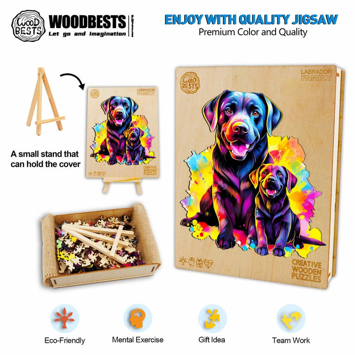Labrador Family Wooden Jigsaw Puzzle-Woodbests