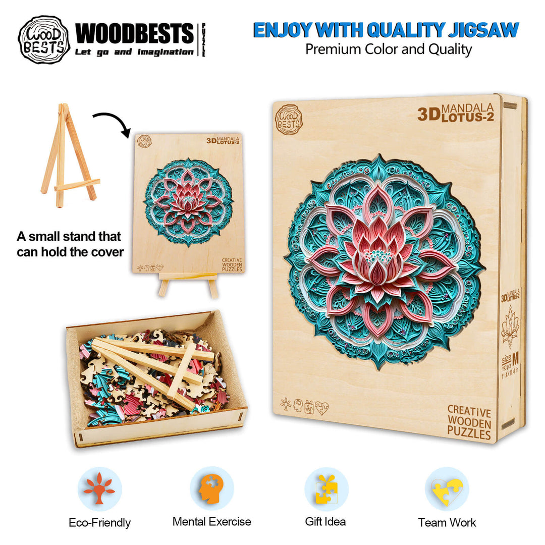 3D Mandala Lotus-2 Wooden Jigsaw Puzzle