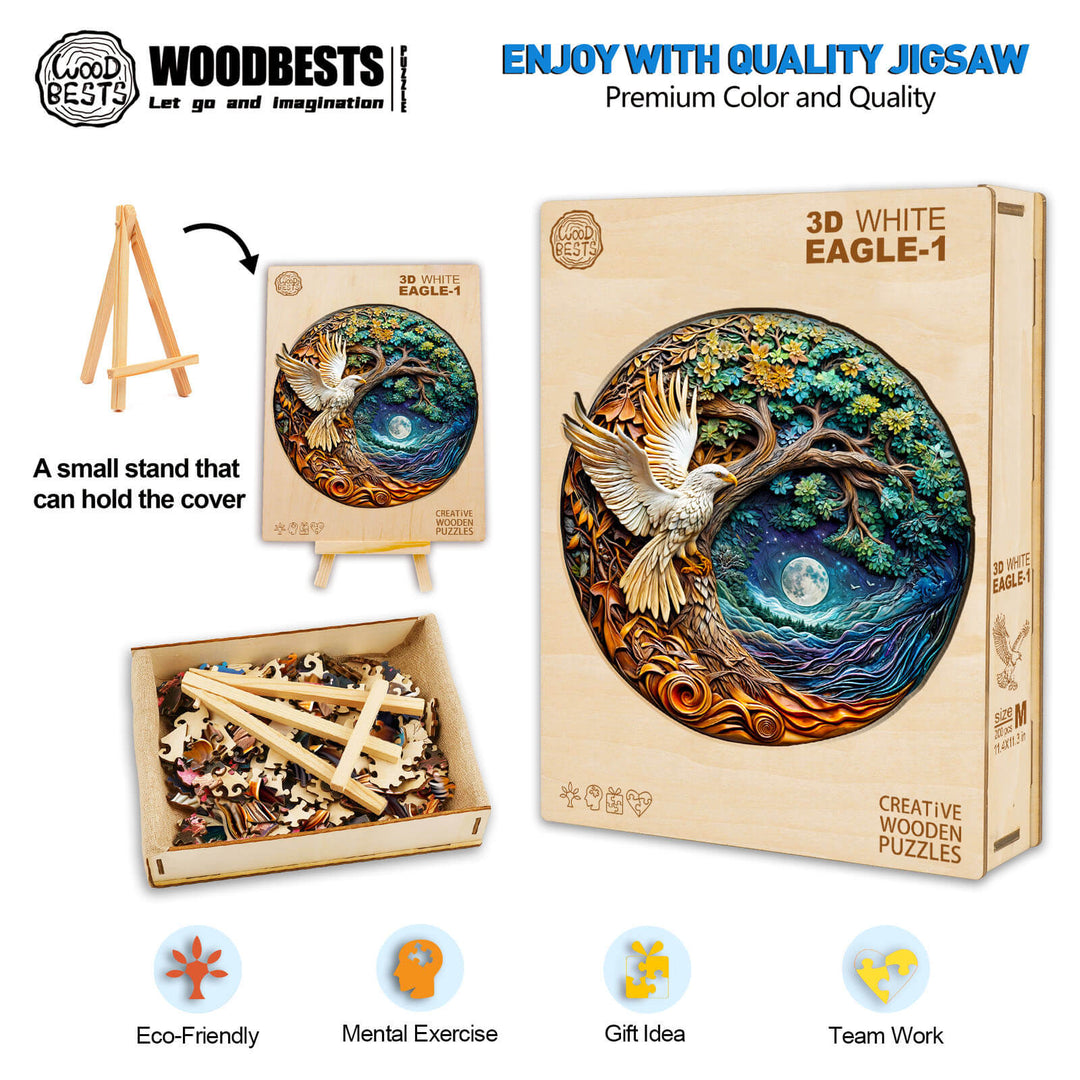 3D White Eagle-1 Wooden Jigsaw Puzzle