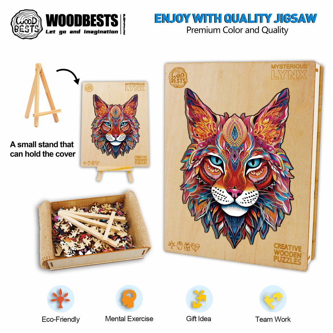 Mysterious Lynx Wooden Jigsaw Puzzle-Woodbests