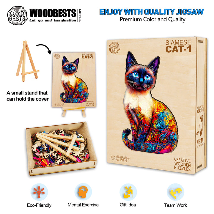 Siamese Cat-1 Wooden Jigsaw Puzzle