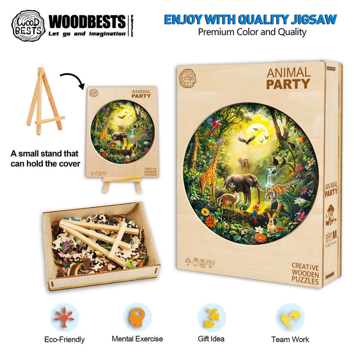 Animal Party Wooden Jigsaw Puzzle