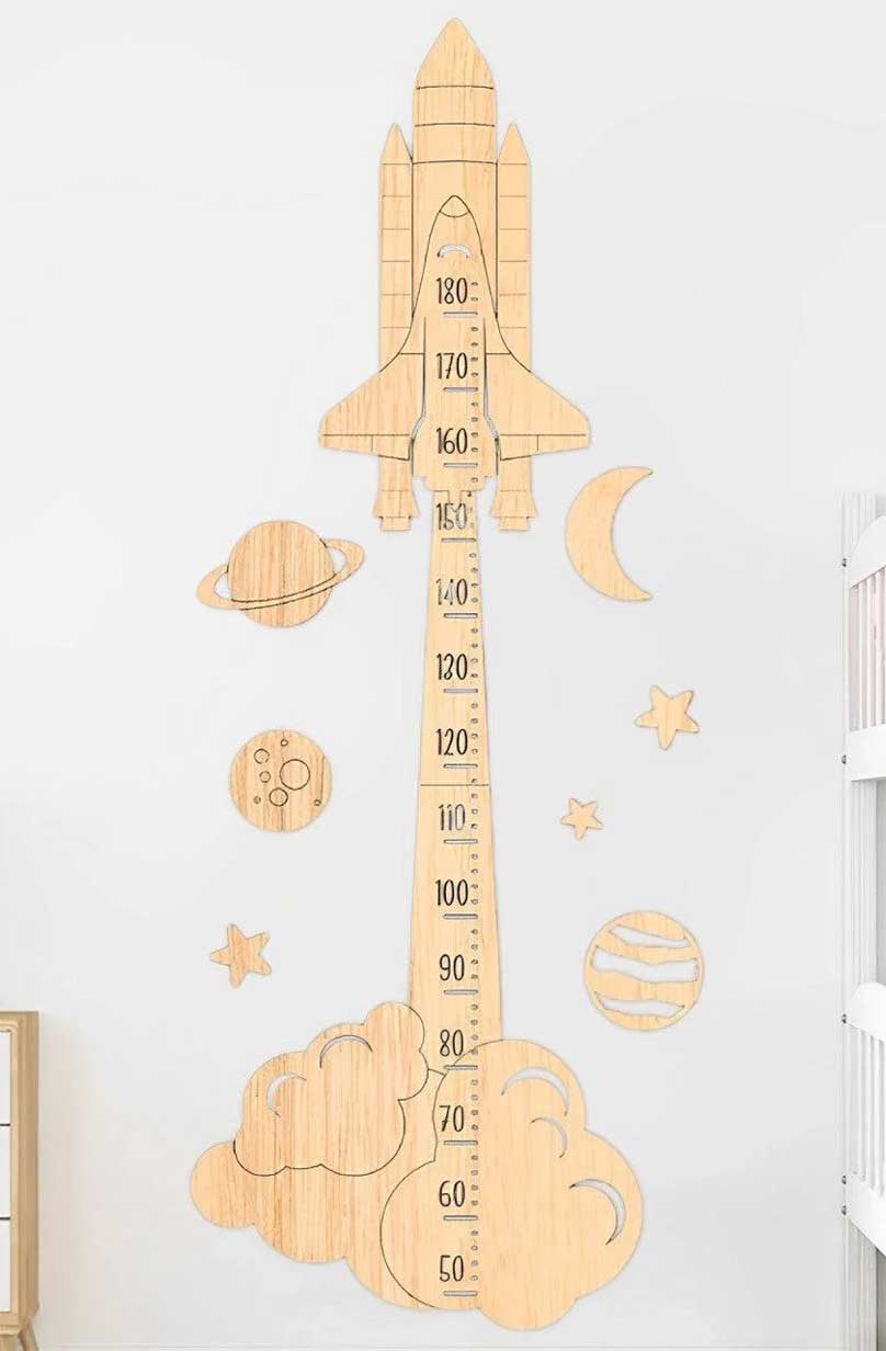 Personalized Wooden Rocket Growth Chart Clearance Sale