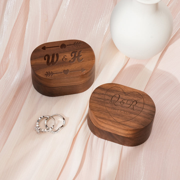 Solid Wood Custom Oval Ring Box