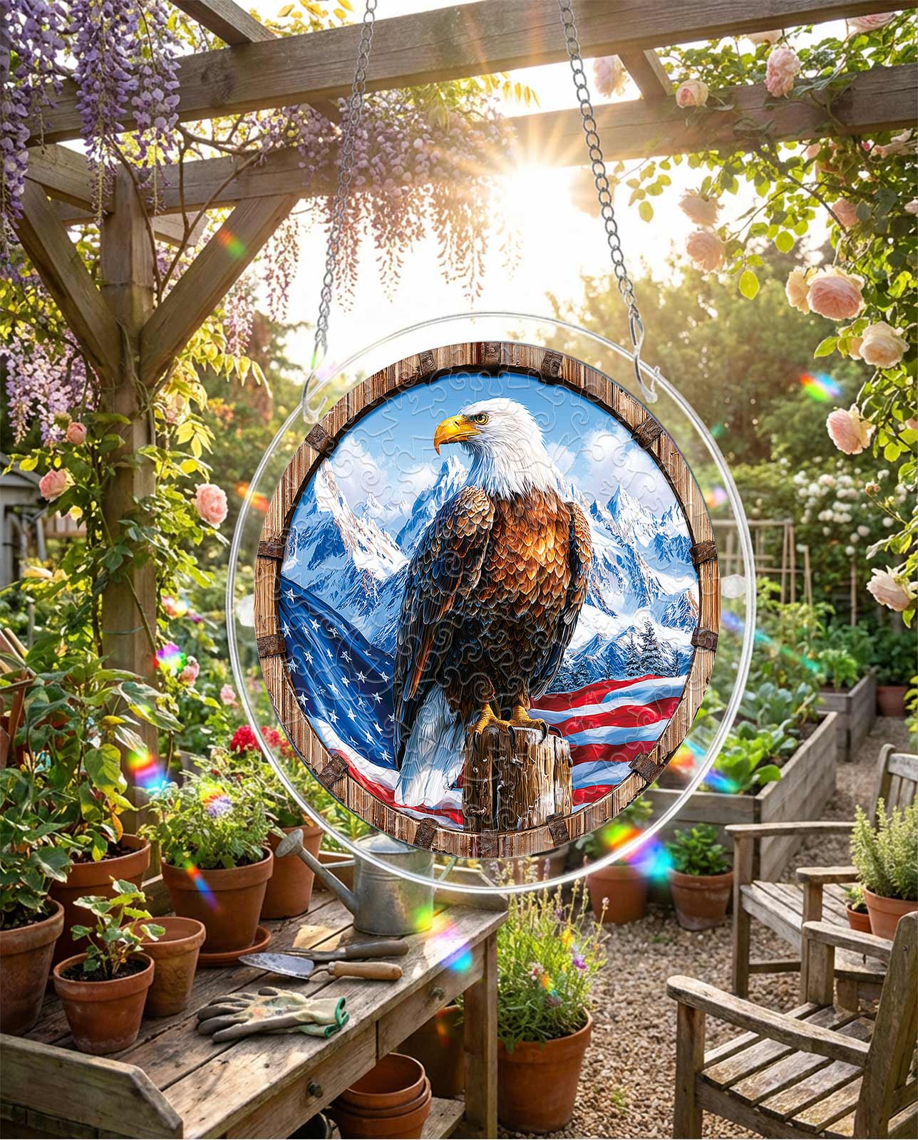 Attrape-soleil puzzle en acrylique - Ailes de liberté