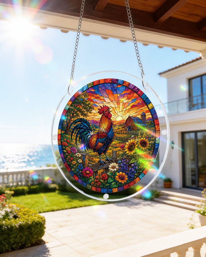 Acrylic Jigsaw Puzzle Suncatcher - Sunrise Rooster