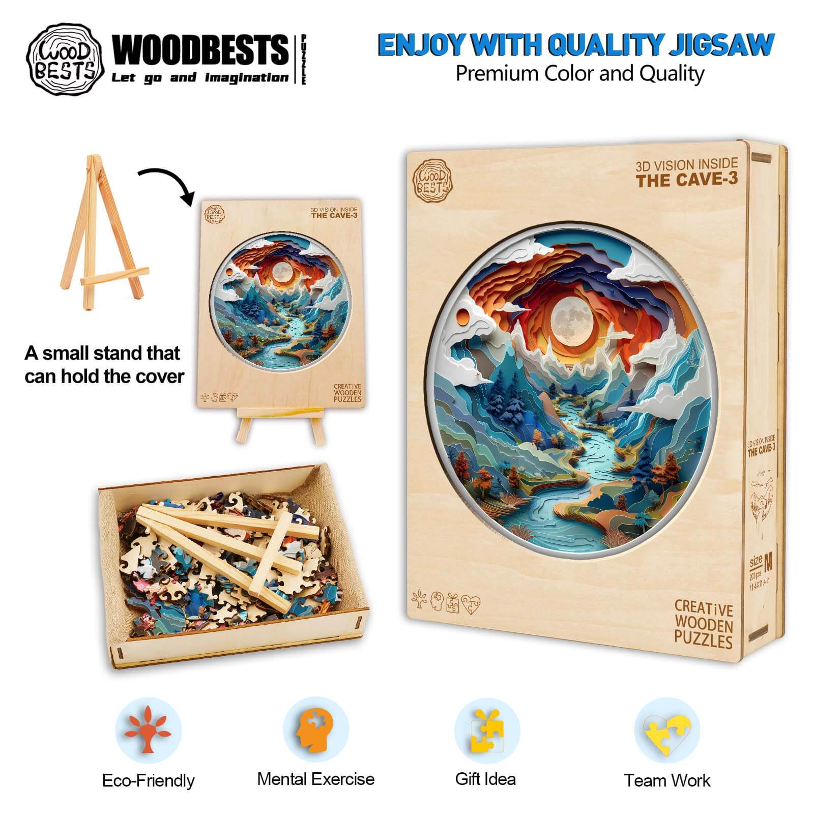 3D vision inside the cave-3 Wooden Jigsaw Puzzle