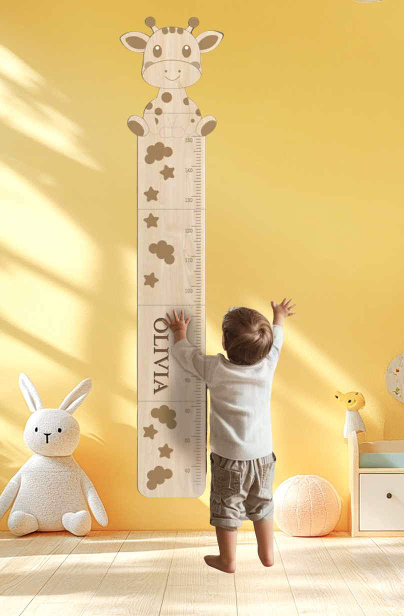 Personalized Wooden Cute Giraffe Growth Chart