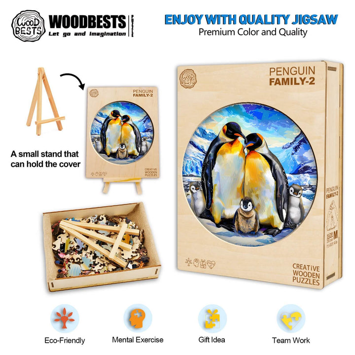 Famille de pingouins-2 Puzzle en bois