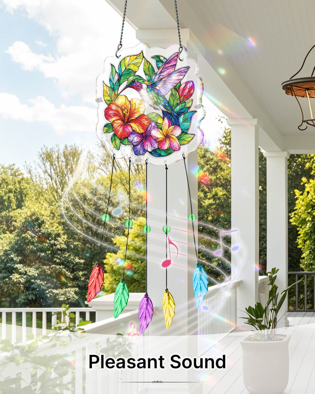 Acrylic Puzzle Suncatcher Wind Chime - Hummingbird Garden