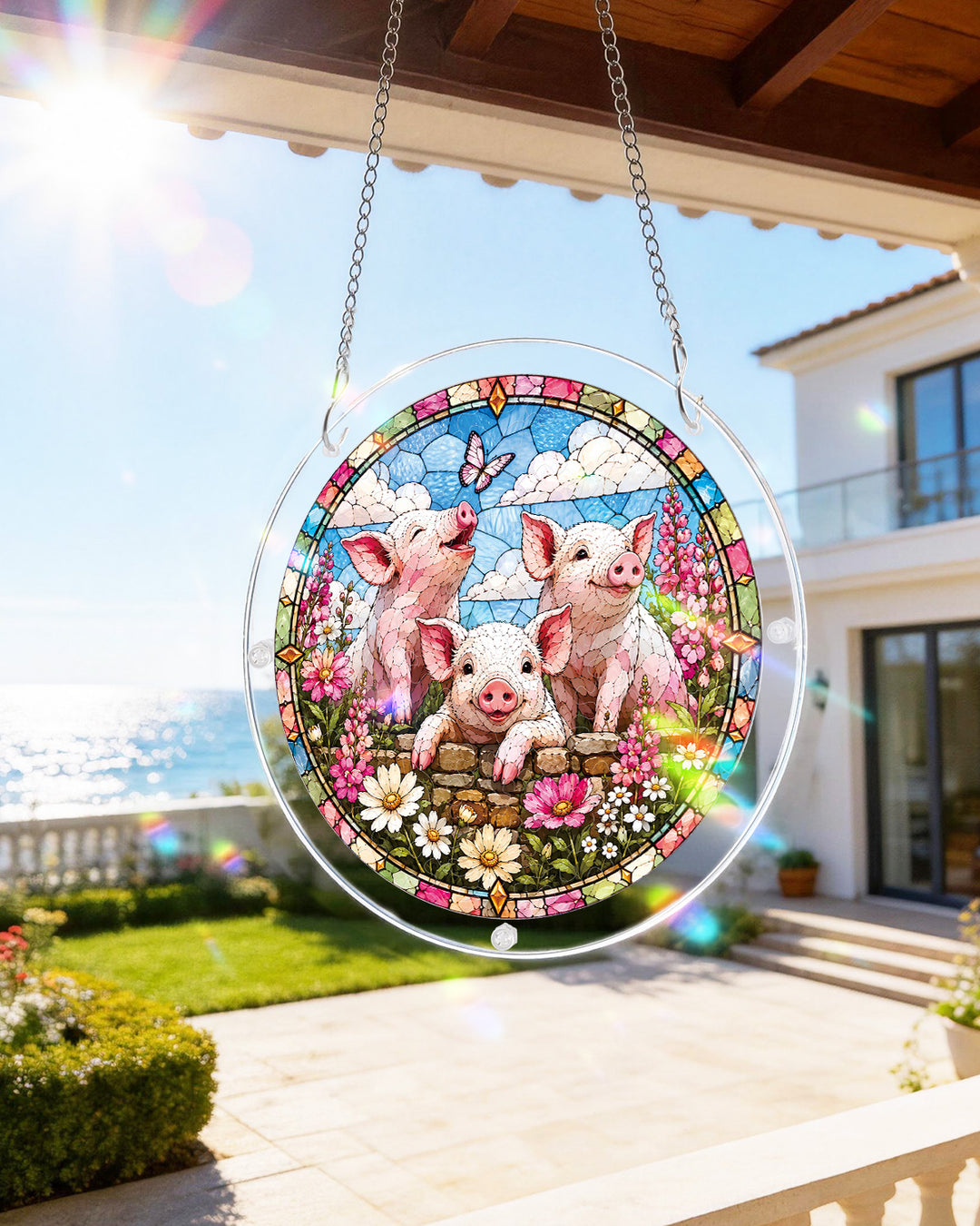 Acrylic Jigsaw Puzzle Suncatcher - Meadow Piglets
