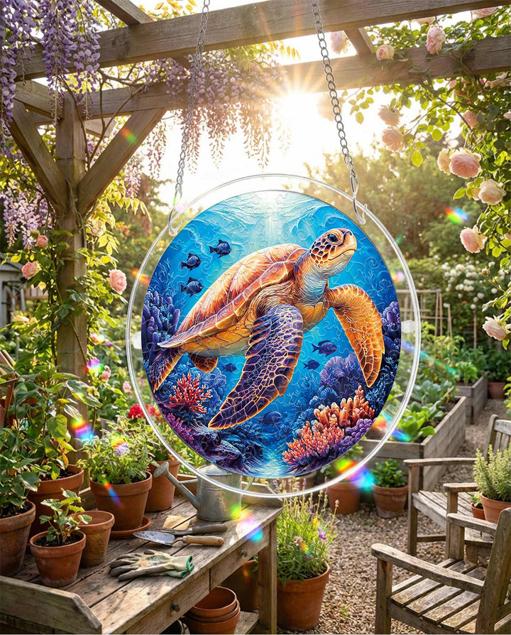 Acryl-Puzzle-Sonnenfänger – Sternenmeer-Schildkröte