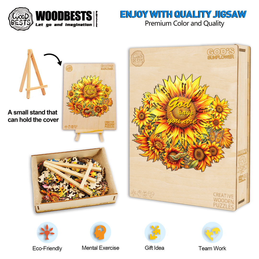 God's sunflower Wooden Jigsaw Puzzle-Woodbests