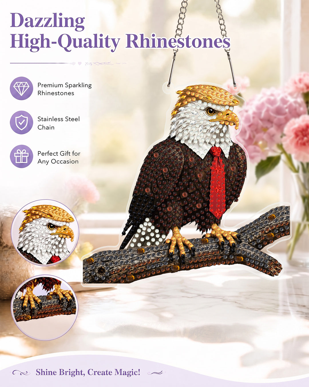 5D DIY Diamond Painting Suncatcher Kit - Trump Eagle Hero