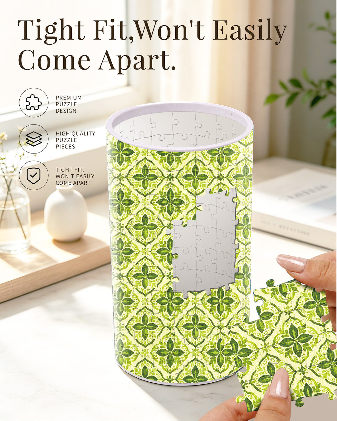 DIY Dimmable Acrylic Puzzle Lamp - Green Flowers