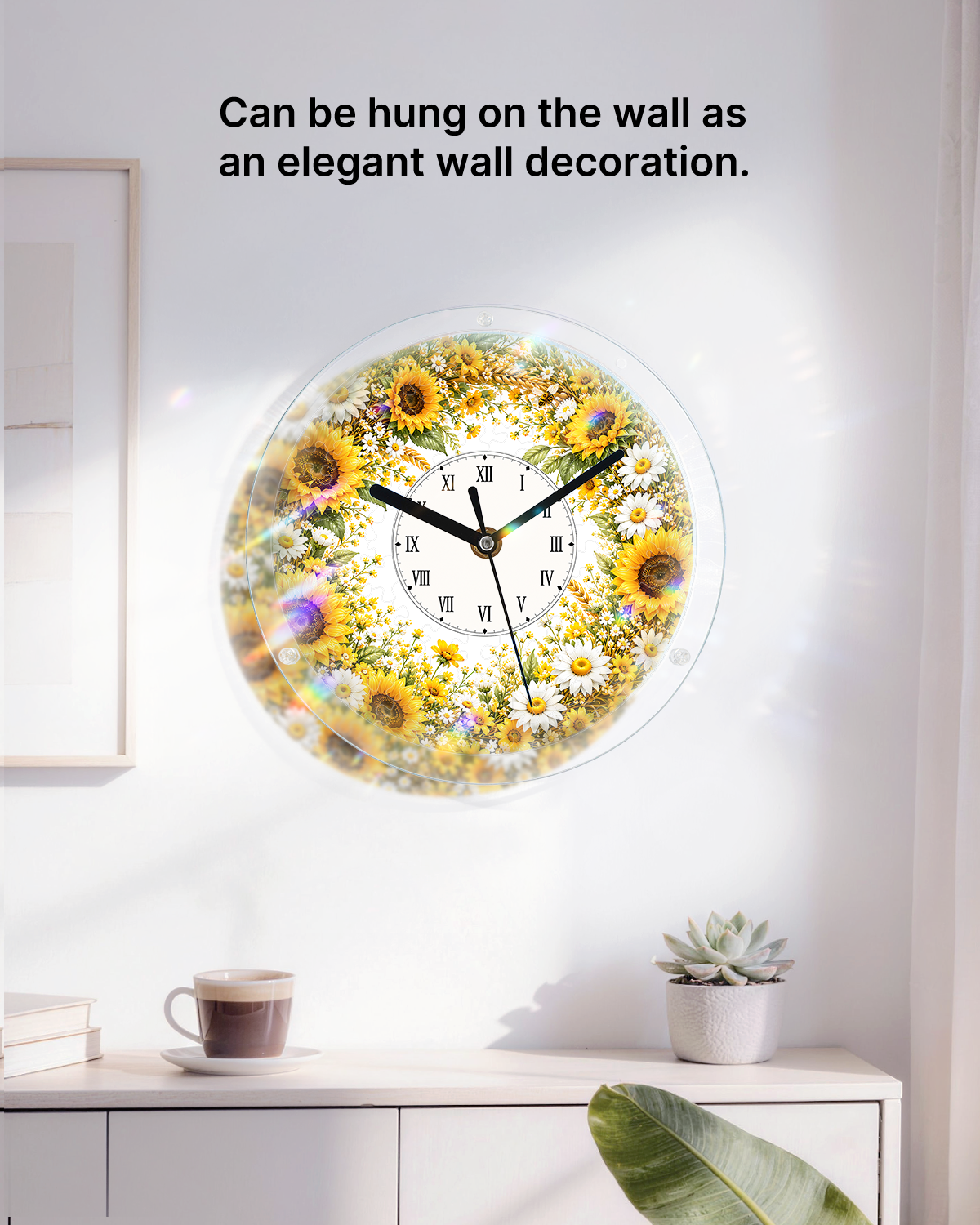 DIY Acrylpuzzle-Uhr Bausatz - Goldenes Sonnenblumenfeld
