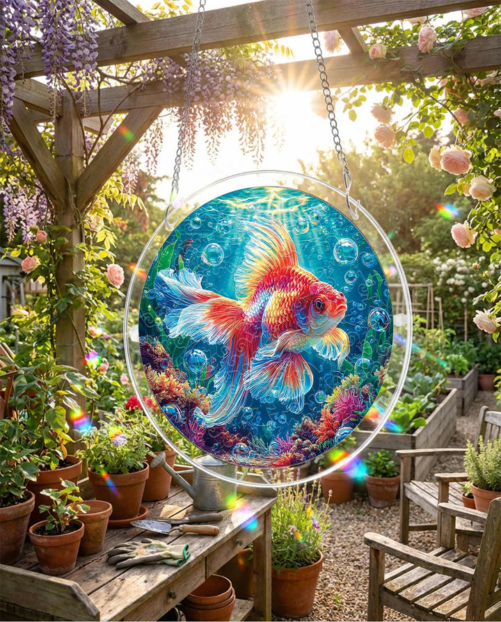 Puzzle en acrylique Attrape-soleil - Poisson Rouge Flamme d'Étoile