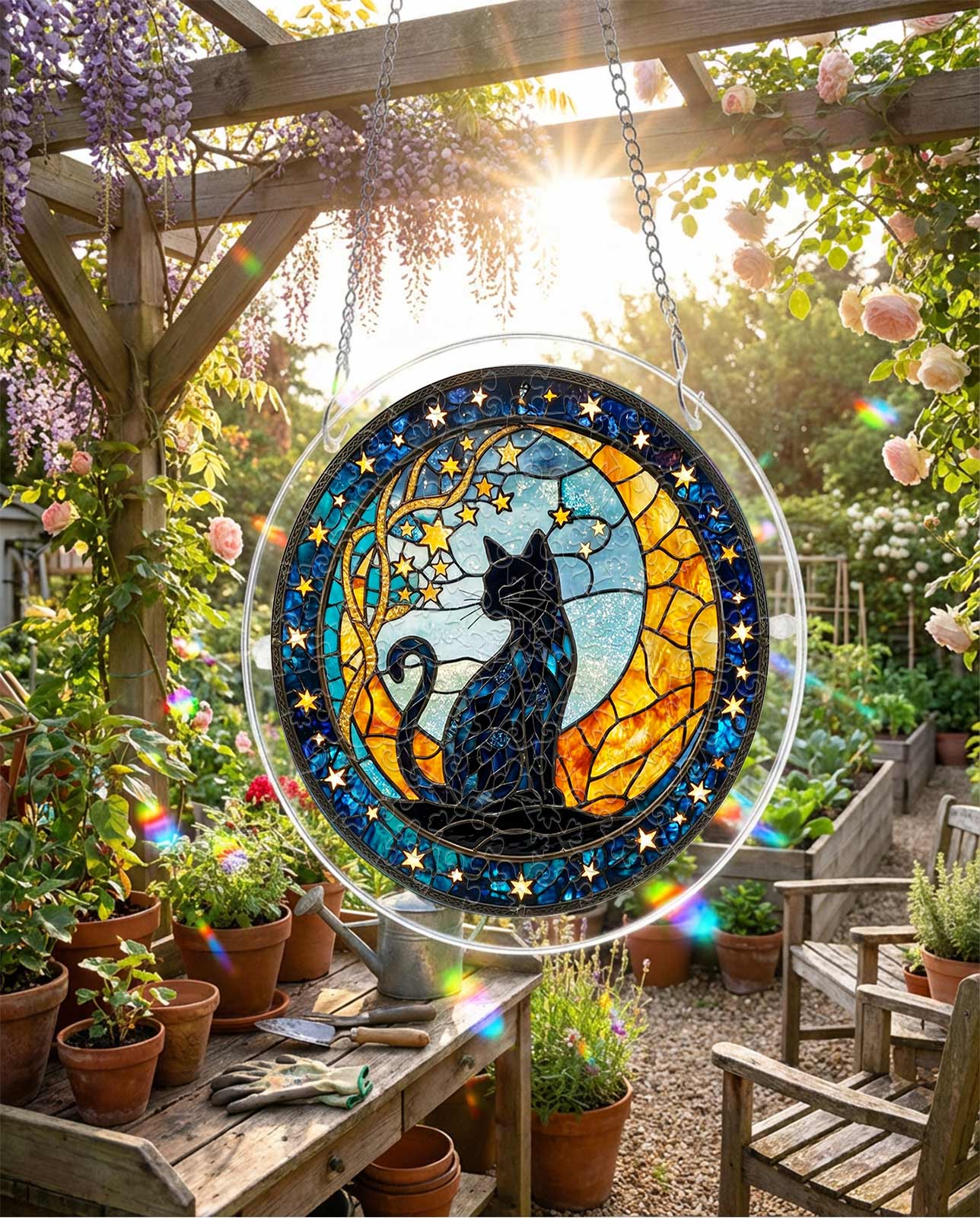 Attrape-soleil puzzle en acrylique - Le chat de Séléné